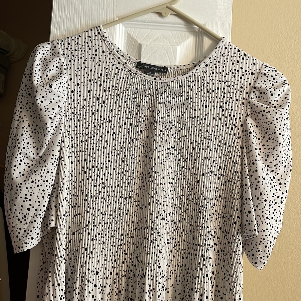 🚨Rouged-sleeve Dalmatian-print blouse